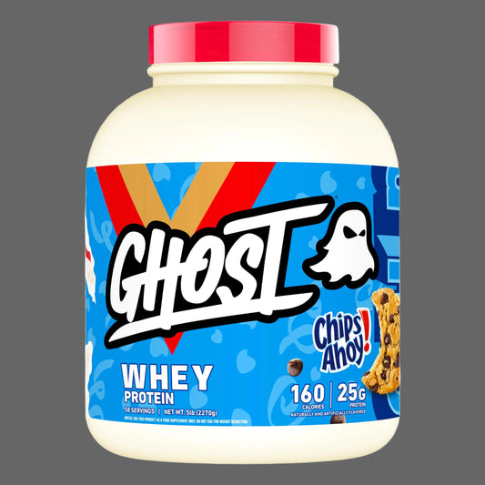 GHOST Whey Protein Powder Chips Ahoy - 5LB Tub 25G of Protein - Chocolate Chip Cookie Flavored Isolate Concentrate & Hydrolyzed Whey Protein Blend