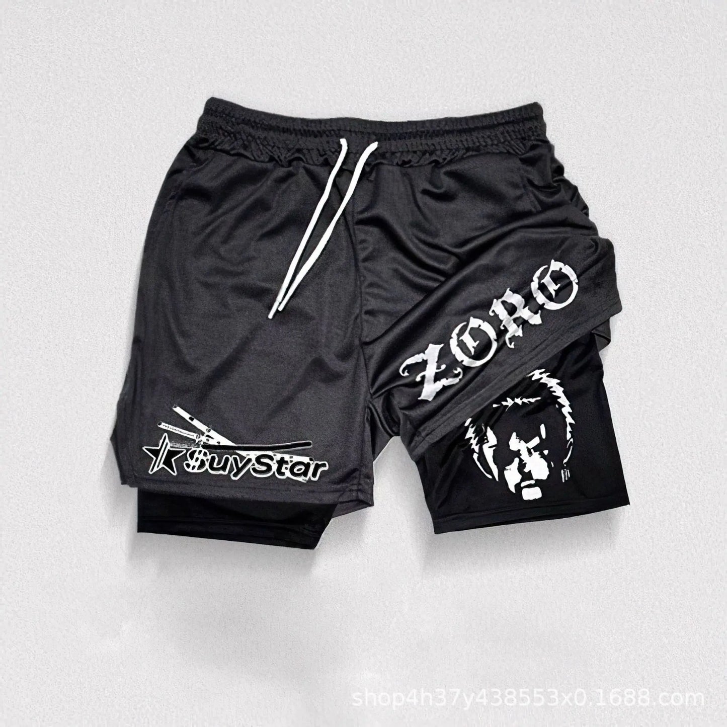 Men's Sporty anime, Breathable Workout Shorts