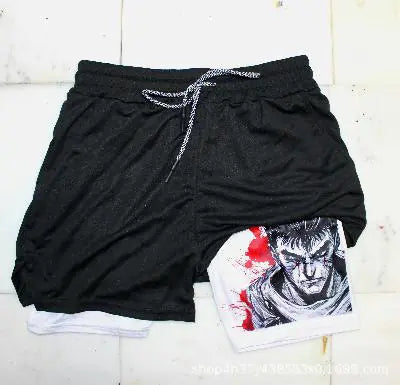 Men's Sporty anime, Breathable Workout Shorts