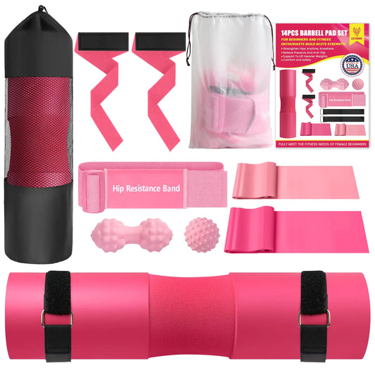 CEYOME Barbell Pad Set Hip Thrust Pad 14pcs Gym Accessories for Women