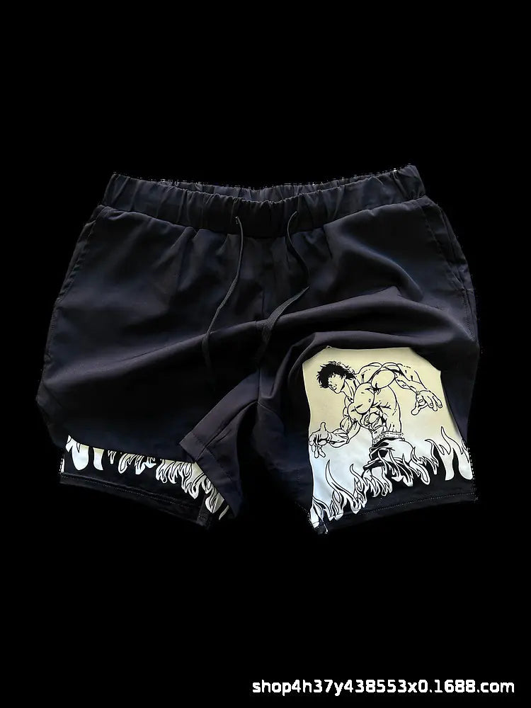 Men's Sporty anime, Breathable Workout Shorts