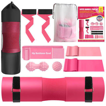 CEYOME Barbell Pad Set Hip Thrust Pad 14pcs Gym Accessories for Women