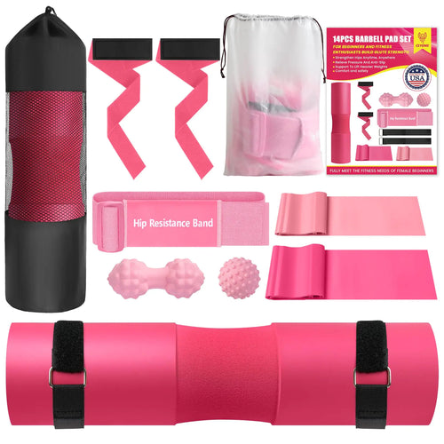 CEYOME Barbell Pad Set Hip Thrust Pad 14pcs Gym Accessories for Women
